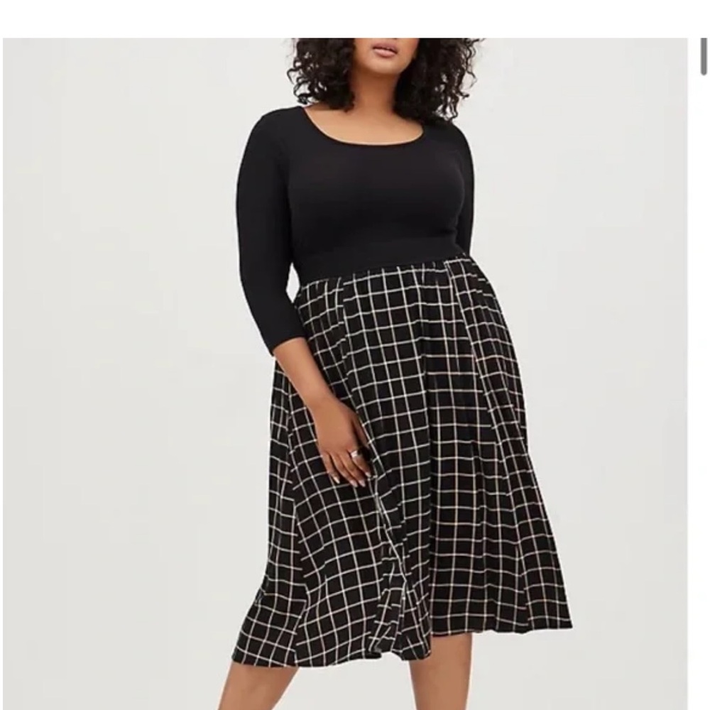 Torrid Black and White Checkered Midi Dress